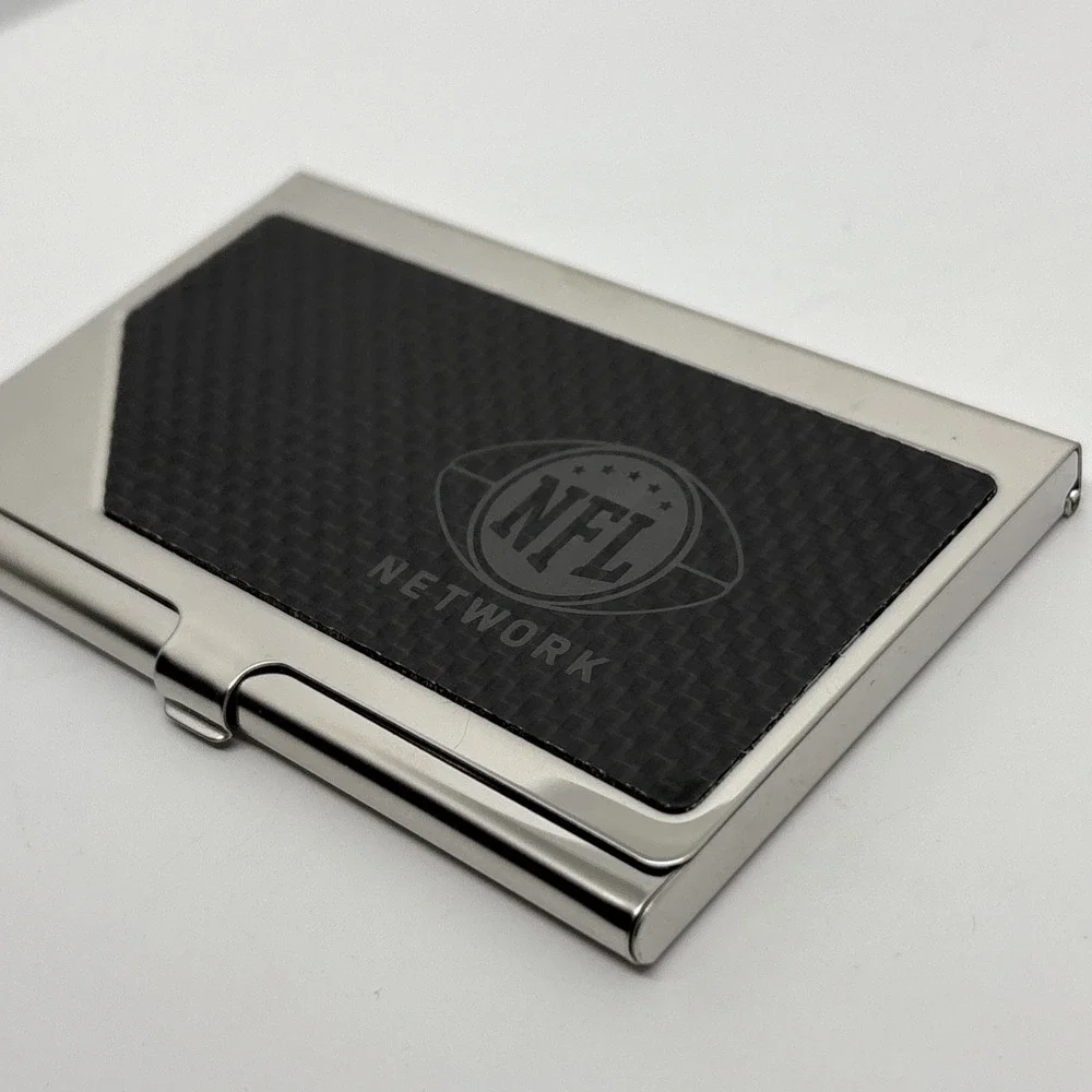 Unique Employee NFL Network Business Card Holder‎ Mirrored Clasp Shut